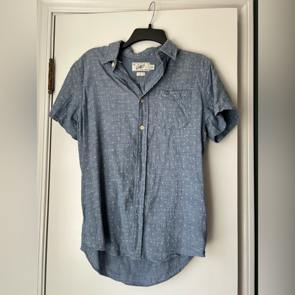 Blue Button-Up Men's Shirt - Grayers